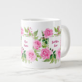 美しいピンクの水色バラ母の日 ジャンボコーヒーマグカップ (正面右)