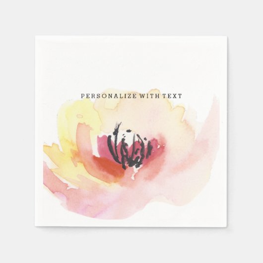 美しいピンクの水色フローラ スタンダードカクテルナプキン (正面)