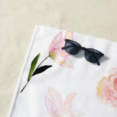 美しいピンクの水色フローラ ビーチタオル (インサイチュ)