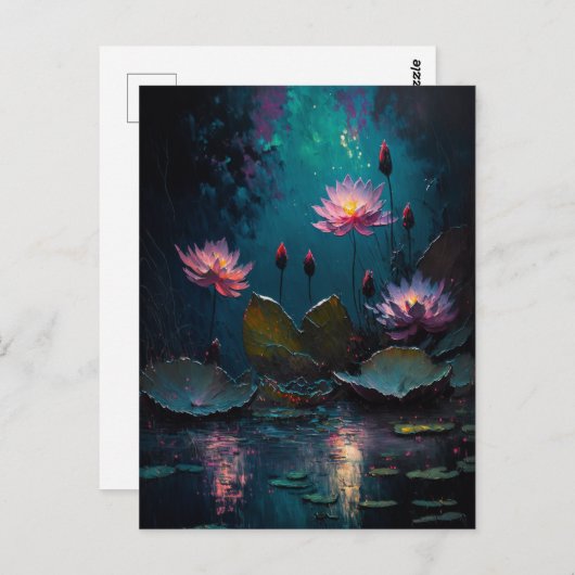 美しいピンクの池の花はがき ポストカード (正面/裏面)