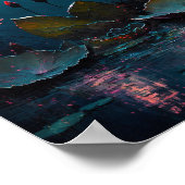 美しいピンクの池の花 ポスター (角)