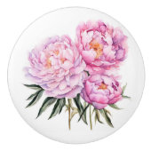 美しいピンクの牡丹の茎 セラミックノブ (正面)