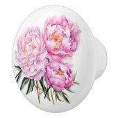 美しいピンクの牡丹の茎 セラミックノブ (右)