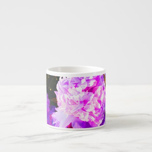 美しいピンクの牡丹ラウンド エスプレッソカップ (正面)