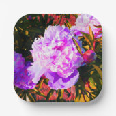 美しいピンクの牡丹ラウンド ペーパープレート (正面)