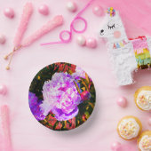 美しいピンクの牡丹ラウンド ペーパーボウル (パーティー)