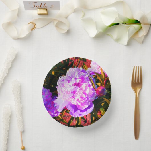 美しいピンクの牡丹ラウンド ペーパーボウル (ウェディング)