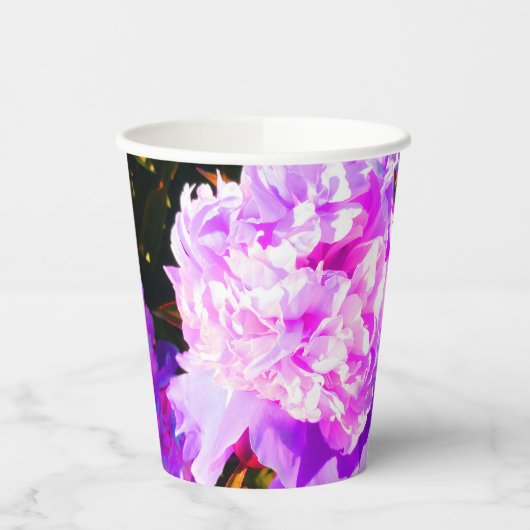 美しいピンクの牡丹ラウンド 紙コップ (左)