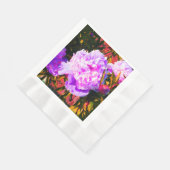 美しいピンクの牡丹 縁ありランチョンナプキン (角)