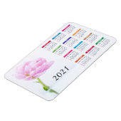 美しいピンクの牡丹 | 2021フローラカレンダー マグネット (左側)