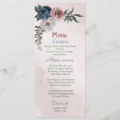 美しいピンクの白いネイビーブルーの花の緑 メニュー (正面)