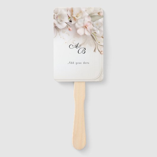 美しいピンクの白い水色の花 ハンドファン (正面)