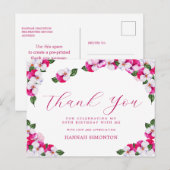 美しいピンクの白い花の60歳の誕生日お礼 ポストカード (正面/裏面)