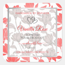 美しいピンクの白い花柄の製品ラベル