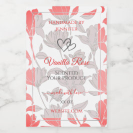 美しいピンクの白い花柄の製品ラベル フードラベル