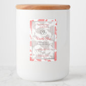 美しいピンクの白い花柄の製品ラベル フードラベル (正面)