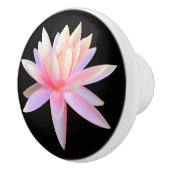 美しいピンクの白い蓮の花模様 セラミックノブ (右)