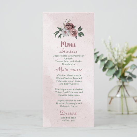 美しいピンクの白シナモンバラフローラ緑 メニュー (スタンド正面)