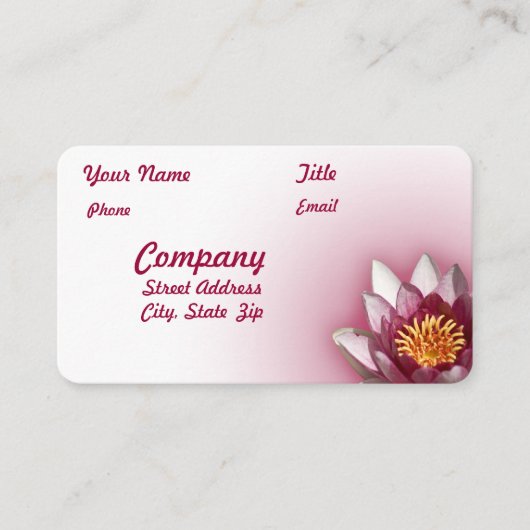 美しいピンクの睡蓮の写真ガーデニング 名刺 (正面)
