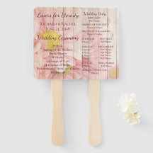 美しいピンクの素朴なフローラ結婚式プログラム