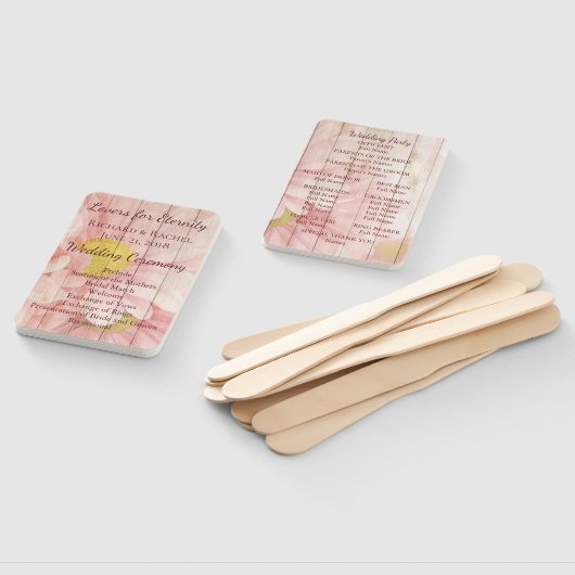 美しいピンクの素朴なフローラ結婚式プログラム ハンドファン (組立なし)