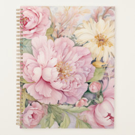 美しいピンクの芍薬の水彩画 プランナー手帳
