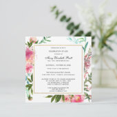 美しいピンクの芍薬の花のライフセレブレーション 招待状 (スタンド正面)
