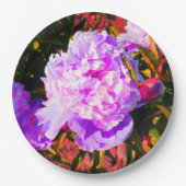 美しいピンクの芍薬の花 ペーパープレート (正面)