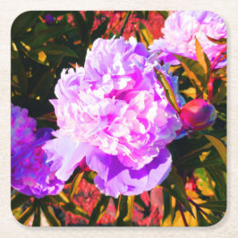 美しいピンクの芍薬 スクエアペーパーコースター