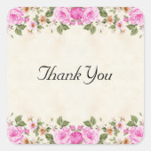 美しいピンクの花ありがとう スクエアシール (正面)