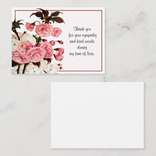 美しいピンクの花ありがとう ノートカード (正面/裏面)