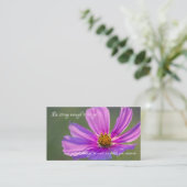 美しいピンクの花とやる気を起こさせる引用文 名刺 (スタンド正面)