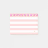 美しいピンクの花とストライプ ポストイット (正面)