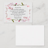 美しいピンクの花のサンキューカード ノートカード (正面/裏面)