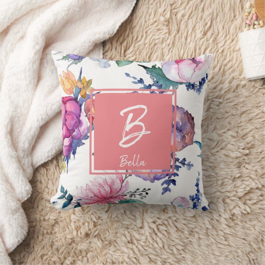 美しいピンクの花のスタンプの女の子のベビー クッション (ブランケット)