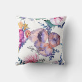 美しいピンクの花のスタンプの女の子のベビー クッション (裏面)