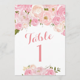 美しいピンクの花のテーブル数 招待状