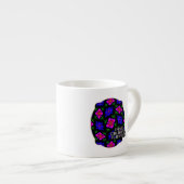 美しいピンクの花のパターン エスプレッソカップ (正面右)