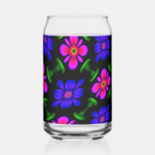 美しいピンクの花のパターン ガラス缶 (裏面)