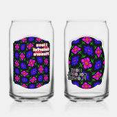 美しいピンクの花のパターン ガラス缶 (裏面)