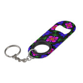 美しいピンクの花のパターン キーホルダー栓抜き (正面アングル)