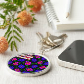 美しいピンクの花のパターン キーホルダー (側面)