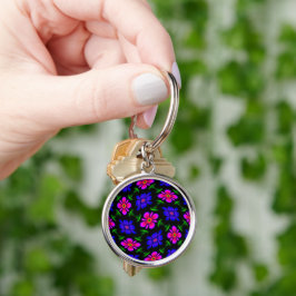 美しいピンクの花のパターン キーホルダー