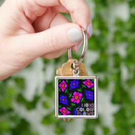 美しいピンクの花のパターン キーホルダー