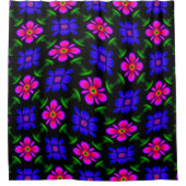 美しいピンクの花のパターン シャワーカーテン (正面)