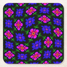 美しいピンクの花のパターン スクエアペーパーコースター