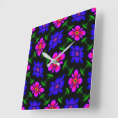 美しいピンクの花のパターン スクエア壁時計 (傾斜)