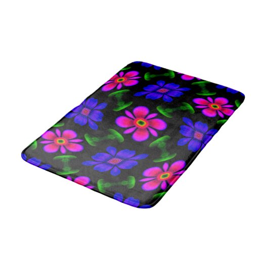 美しいピンクの花のパターン バスマット (アングル)