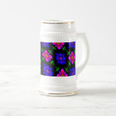 美しいピンクの花のパターン ビールジョッキ (正面右)