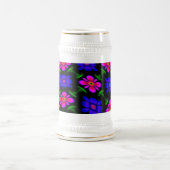 美しいピンクの花のパターン ビールジョッキ (中央)